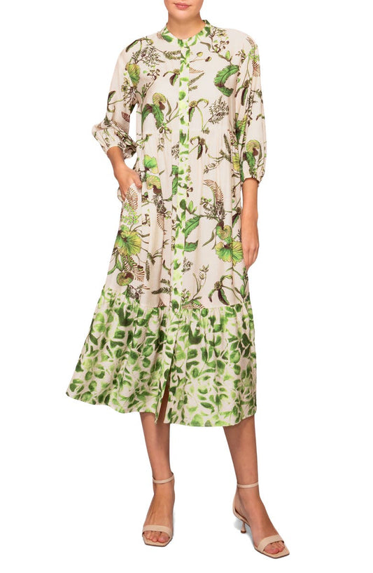 Mixed Media Midi Shirtdress