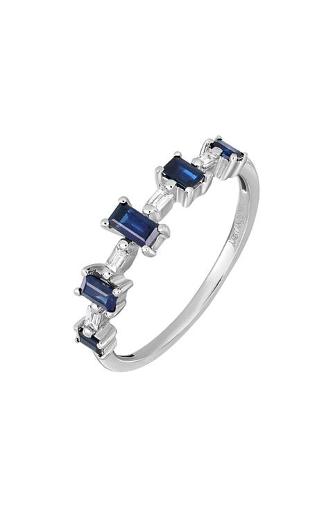 El Mar 18K White Gold Sapphire & Diamond Stackable Ring