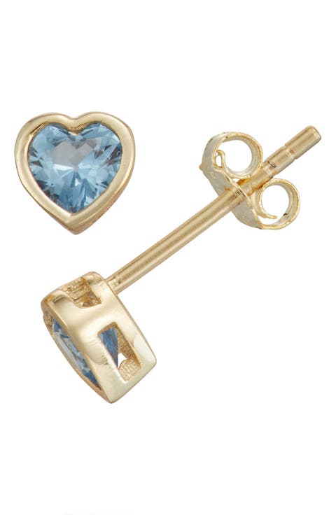 Kids' Cubic Zirconia Heart Stud Earrings