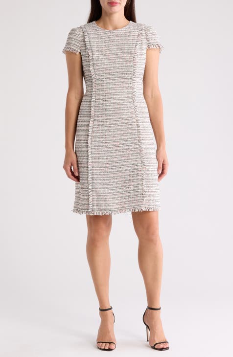 Vestido acampanado de bouclé con mangas japonesas