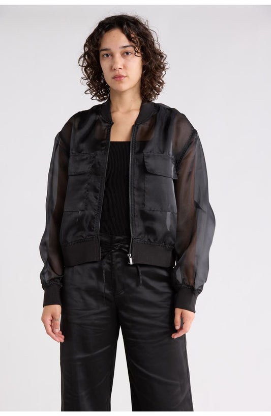 Organza Crop Bomber Jacket