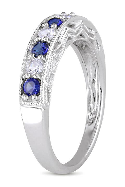 Anillo Zafiro Blanco y Azul Creado