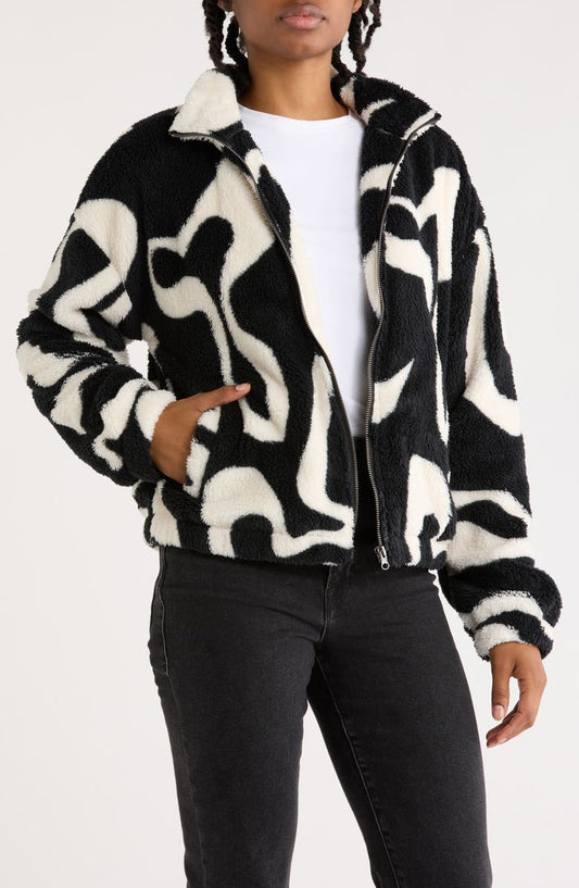 Printed Faux Shearling Jacket