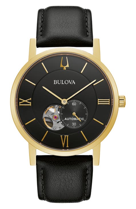 Reloj automático con correa de piel, 42 mm