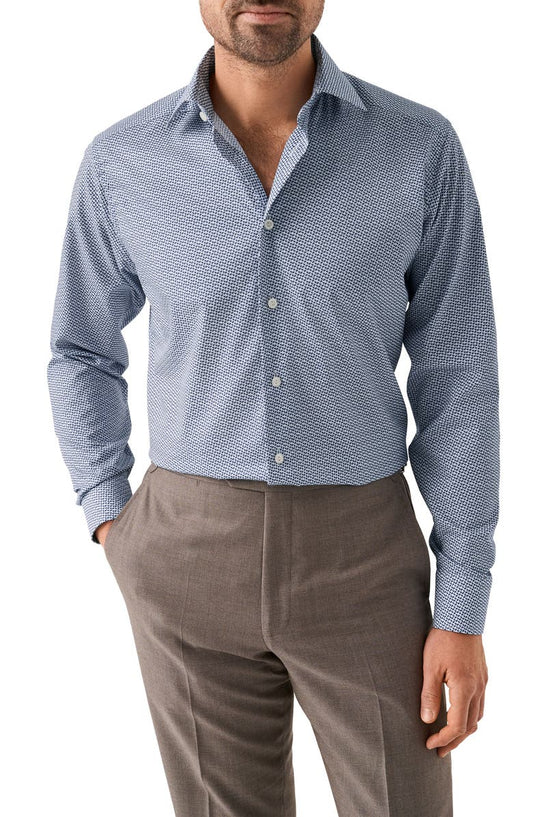 Slim Fit Geometric Print Cotton Dress Shirt