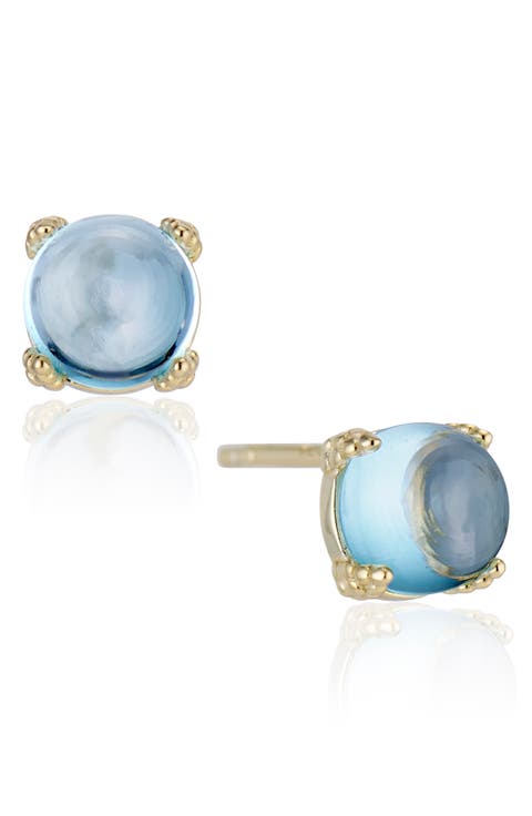 Blue Topaz Round Stud Earrings