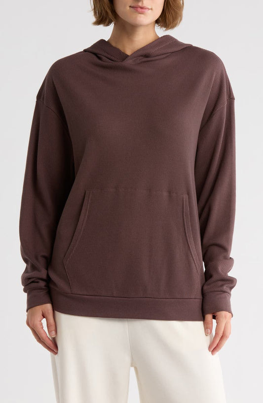 Waffle Knit Pullover Hoodie