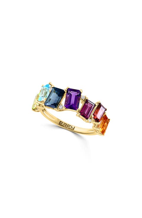 14K Yellow Gold Baguette Stone Diamond Accent Ring - 0.02 ctw