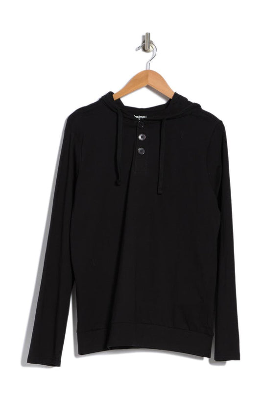 Long Sleeve Light Weight Hooded Henley