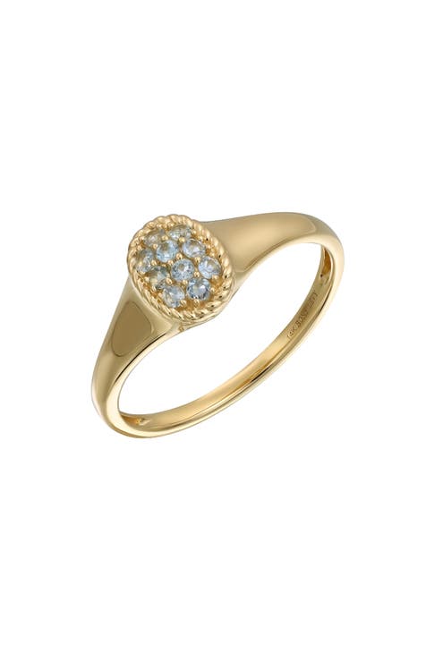Anillo de sello con pavé de aguamarina (Exclusivo Nordstrom)