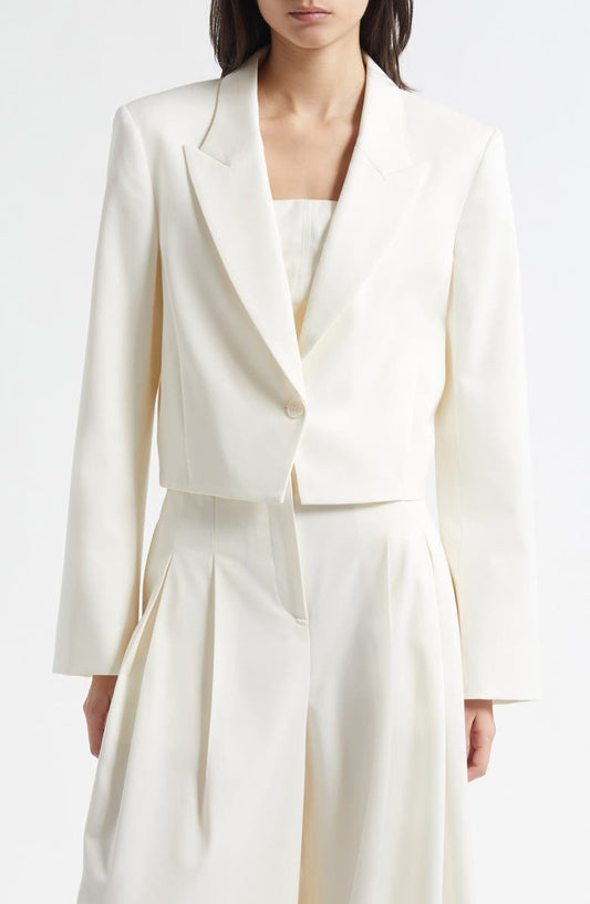 Stretch Cotton & Wool Blazer with Pleat Placket