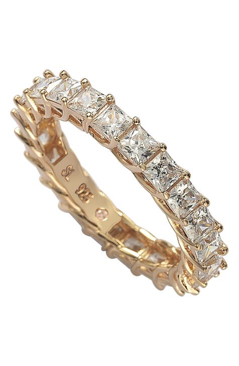 Anillo Eternidad Plata de Ley y Zafiro Cuadrado