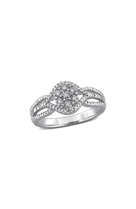 Anillo Floral de Diamantes - 0,11ct.