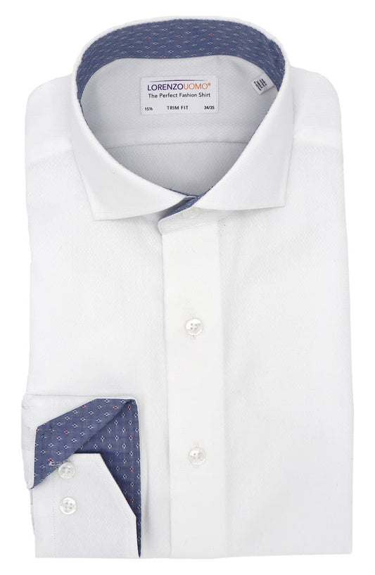 Solid Textured Trim Fit Dress Shirt