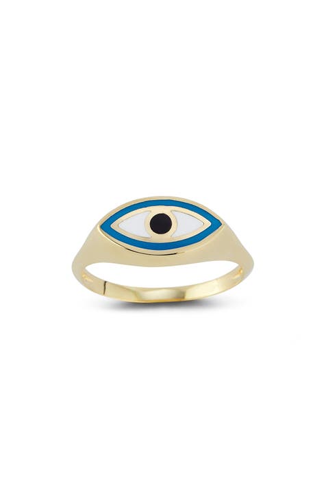 Anillo de oro de 14 quilates con forma de mal de ojo