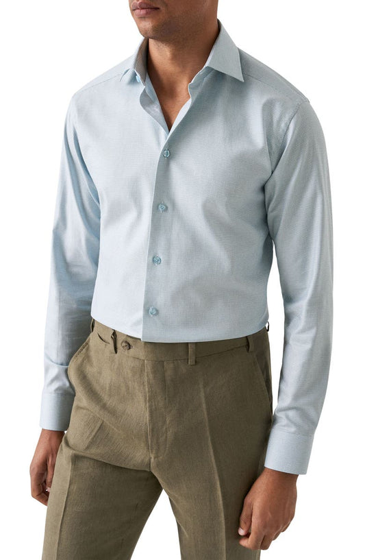 Slim Fit Microprint Cotton Dress Shirt