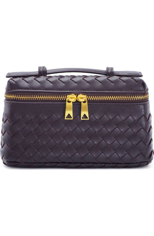 Burgundy Woven Top Handle Bag