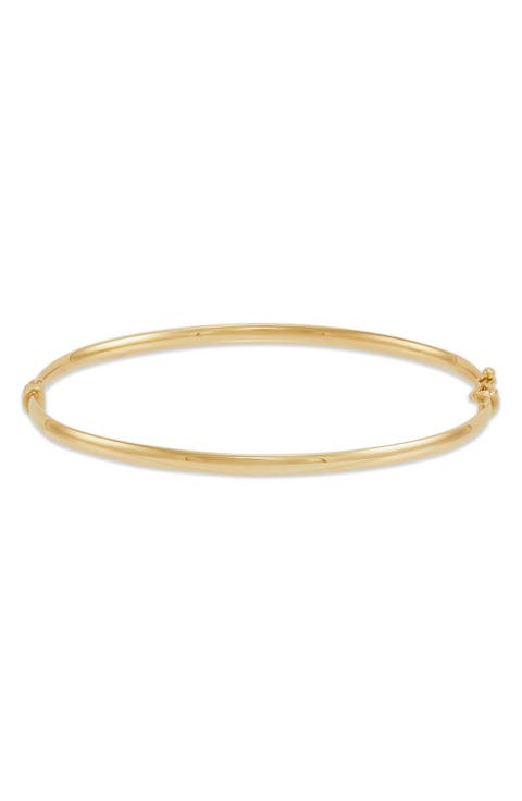 14K Yellow Gold Hollow Hinged Bangle Bracelet