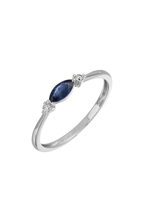 Anillo apilable de diamantes y zafiros de oro blanco de 18 quilates El Mar - 0,09 ctw (Exclusivo Nordstrom)
