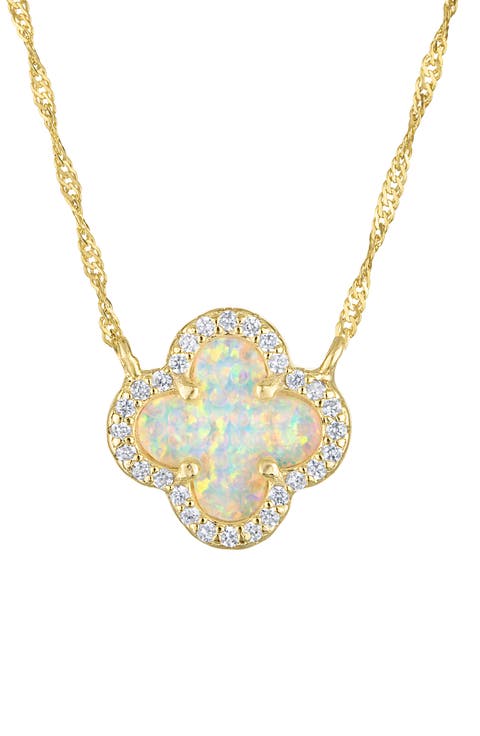 Kids' Opal Clover Pendant Necklace