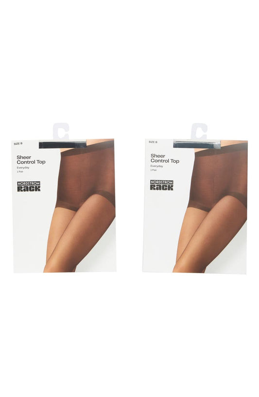 2-Pack Sheer Control Top Pantyhose