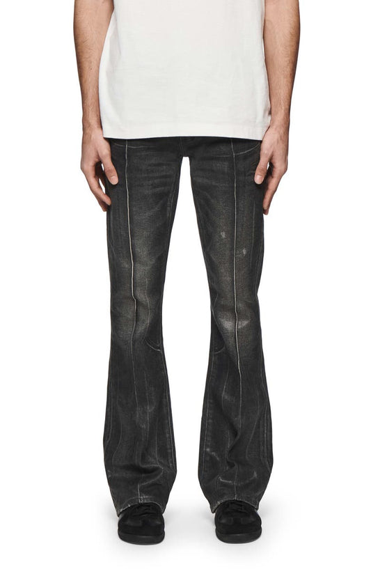 Pintuck Flare Coated Flare Jeans