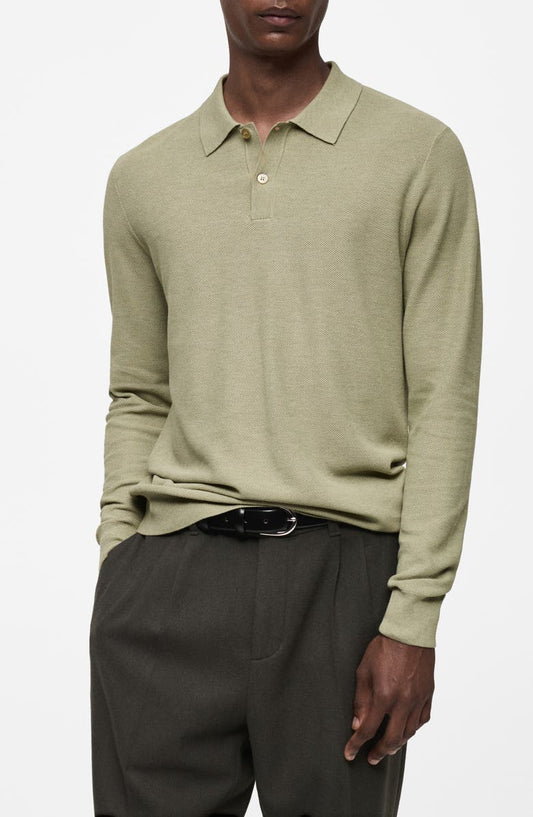 Long Sleeve Mesh Polo