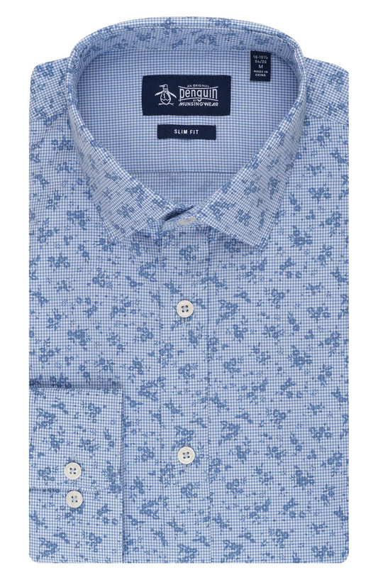 Slim Fit Floral Gingham Dress Shirt