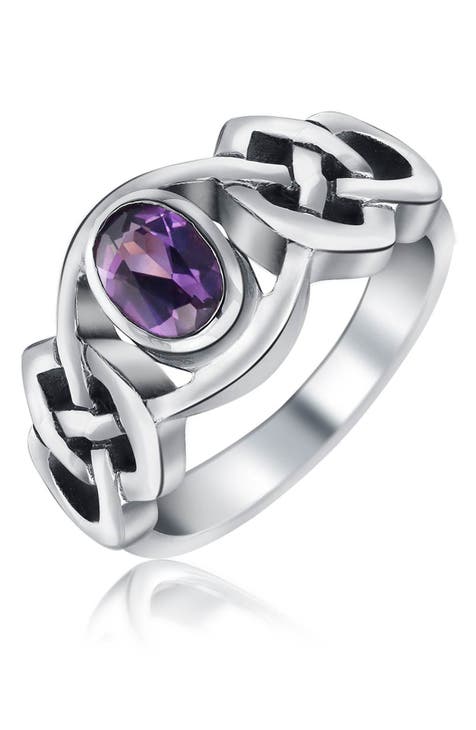 Anillo Nudo Celta Plata de Ley y Amatista