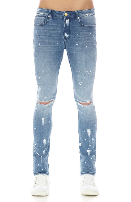 Strat Bleach Splatter Ripped Super Skinny Jeans (Sadona)