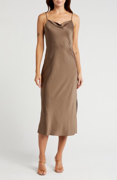 Vestido lencero con cuello vuelto