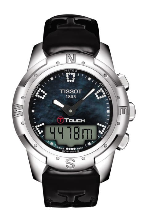 Reloj con correa de piel T-Touch II Titanium Lady, 43,3 mm