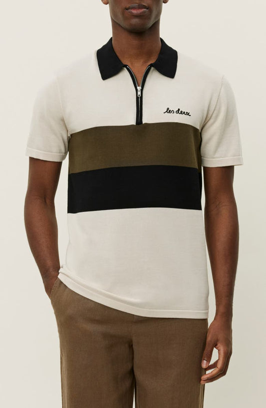 Raul Colorblock Stripe Zip Polo