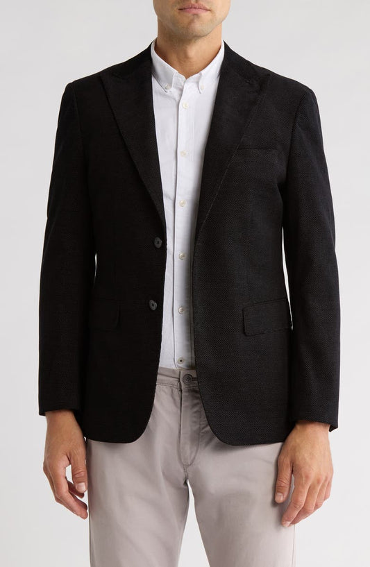Solid Peak Lapel Cotton Blend Sport Coat (Short, Regular & Long)