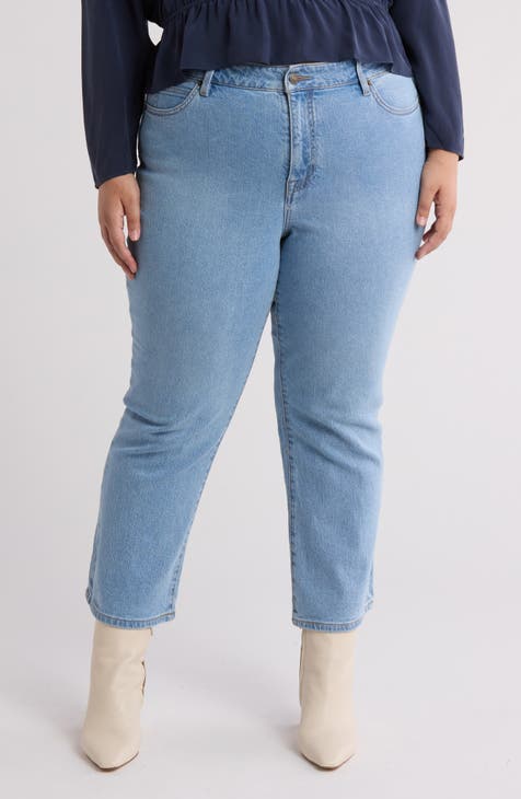 Vaqueros de pierna recta con tobillo Sylvie (lavado West Kinney) (Plus)
