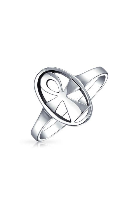 Anillo de sello Ankh de plata de ley Llave de la Vida