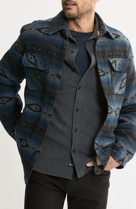 Geometric Jacquard Faux Shearling Lined Jacket