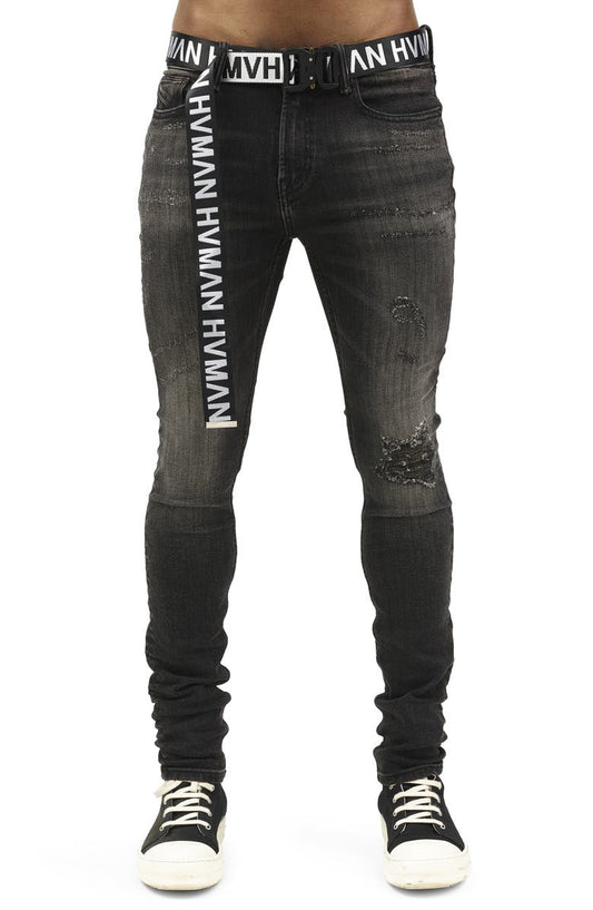 Strat Belted Super Skinny Jeans (Shale)