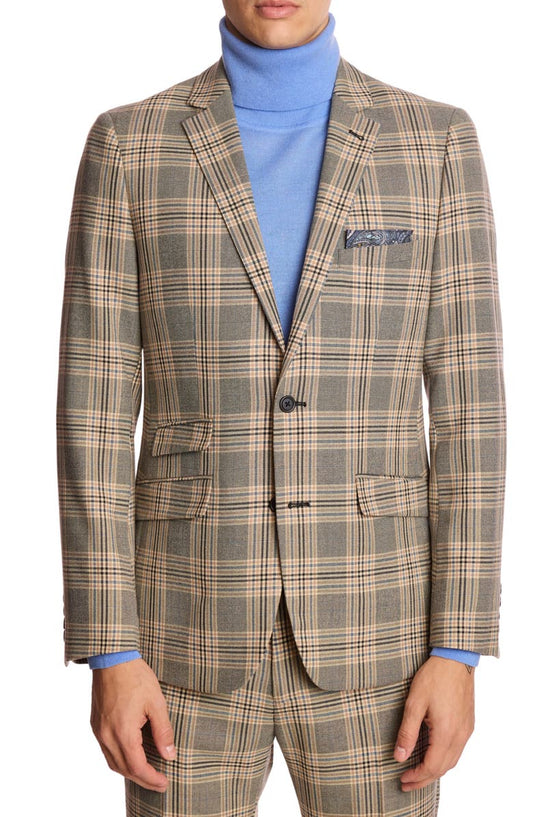 Dover Slim Fit Gray Check Blazer (Regular & Big)