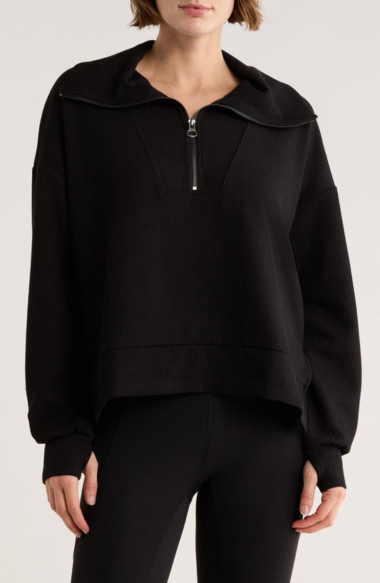 Ribbed Scuba Half Zip Sweatshirt