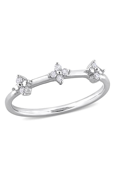 Anillo de Promesa de Diamante Floral - 0,08 ctw