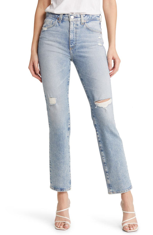 Saige Distressed Ankle Straight Leg Jeans