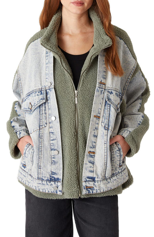 Denim & Faux Shearling Trucker Jacket