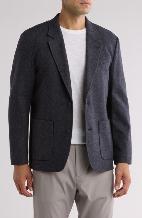 Abrigo deportivo en mezcla de lana con diseño de espiguilla