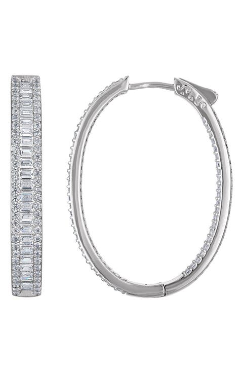 Cubic Zirconia Inside Out Hoop Earrings