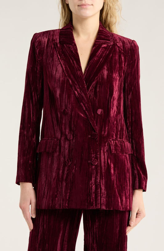 Aimee Oversize Double Breasted Velvet Blazer