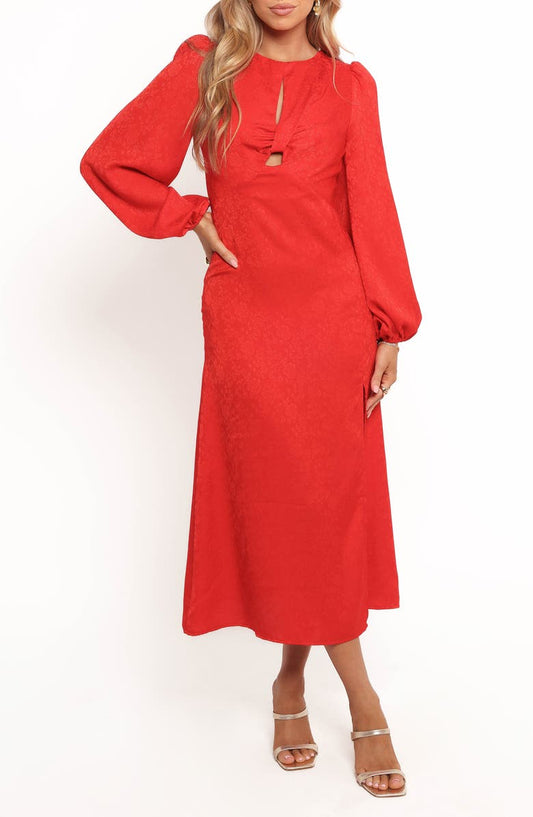 Laine Long Sleeve Floral Jacquard Midi Dress