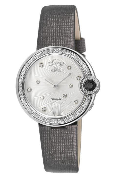 Reloj Perugia con correa de piel y diamantes, 33mm - 0.102ct.