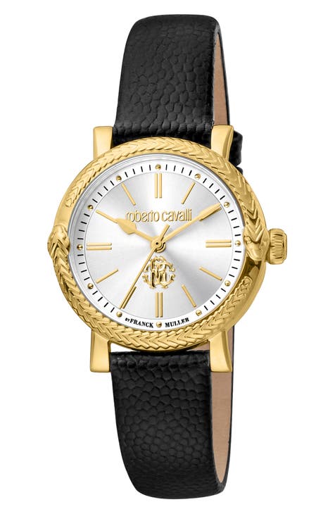 Reloj con correa de piel de serpiente en relieve, 30 mm