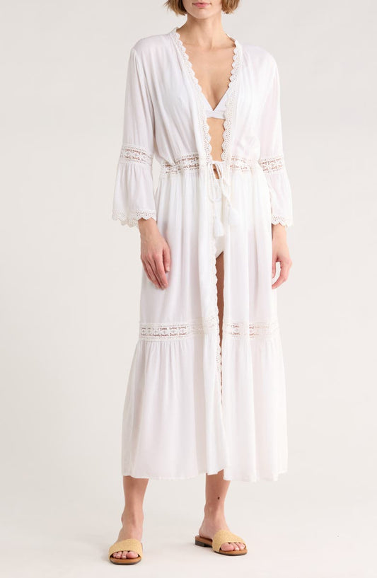 Open Front Lace Inset Cover Up